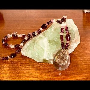 Sajen Designer Druzy Teardrop Pendant Necklace in Sterling Silver